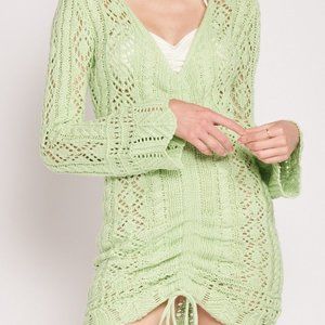 Crochet Bell Sleeve Dress Swim Cover Up